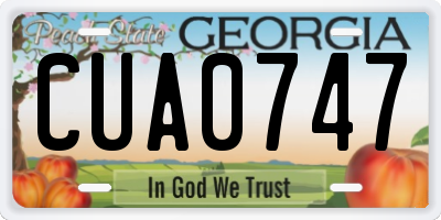 GA license plate CUA0747