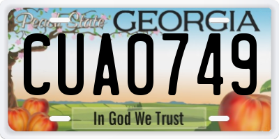 GA license plate CUA0749