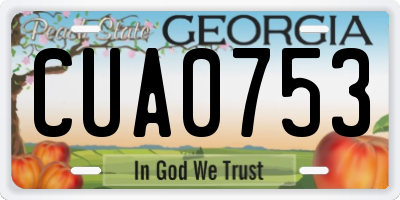 GA license plate CUA0753