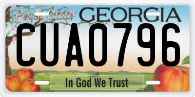 GA license plate CUA0796