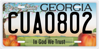 GA license plate CUA0802