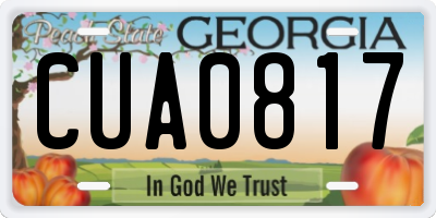 GA license plate CUA0817