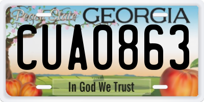 GA license plate CUA0863