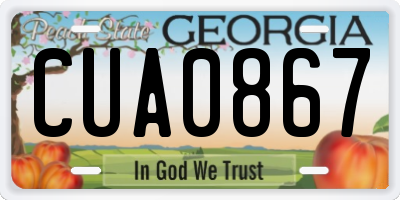 GA license plate CUA0867