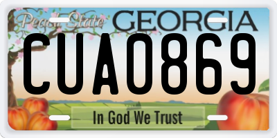 GA license plate CUA0869