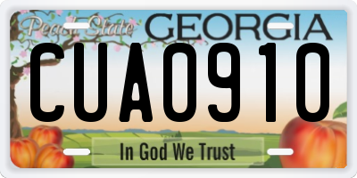 GA license plate CUA0910