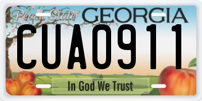 GA license plate CUA0911
