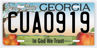 GA license plate CUA0919