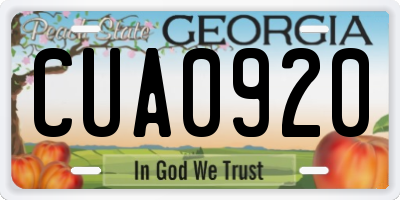 GA license plate CUA0920