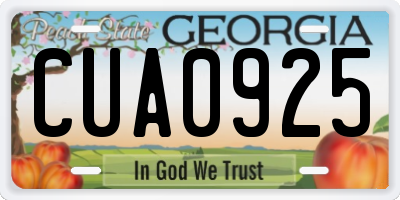 GA license plate CUA0925