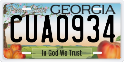 GA license plate CUA0934