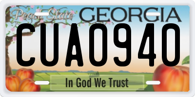 GA license plate CUA0940