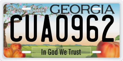 GA license plate CUA0962