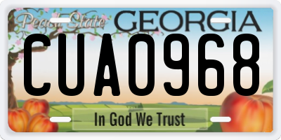 GA license plate CUA0968