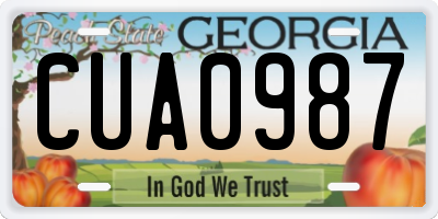 GA license plate CUA0987