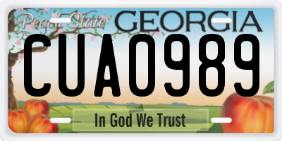 GA license plate CUA0989