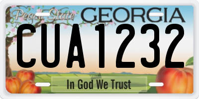 GA license plate CUA1232