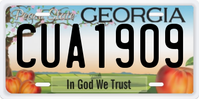 GA license plate CUA1909