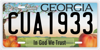 GA license plate CUA1933