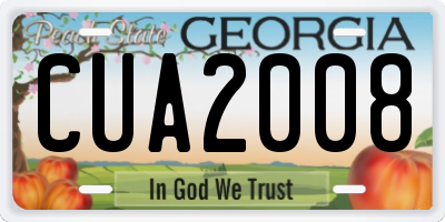 GA license plate CUA2008