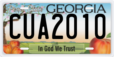 GA license plate CUA2010