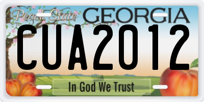 GA license plate CUA2012