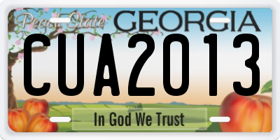 GA license plate CUA2013