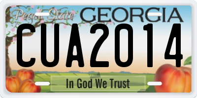 GA license plate CUA2014