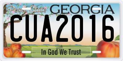 GA license plate CUA2016