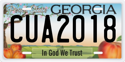 GA license plate CUA2018