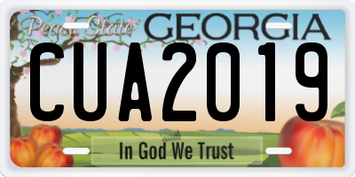 GA license plate CUA2019
