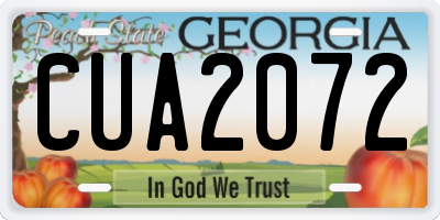 GA license plate CUA2072