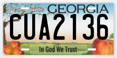 GA license plate CUA2136