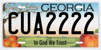 GA license plate CUA2222