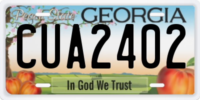 GA license plate CUA2402