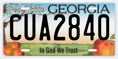 GA license plate CUA2840
