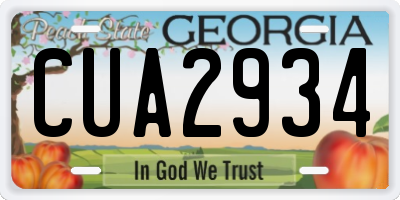 GA license plate CUA2934
