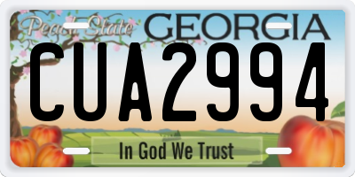 GA license plate CUA2994