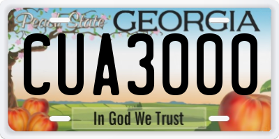 GA license plate CUA3000