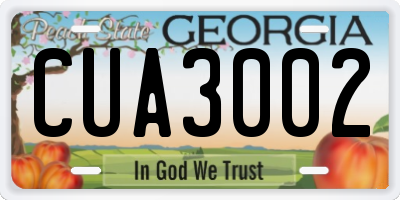 GA license plate CUA3002