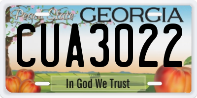 GA license plate CUA3022