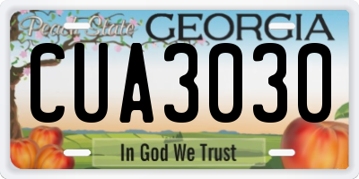 GA license plate CUA3030