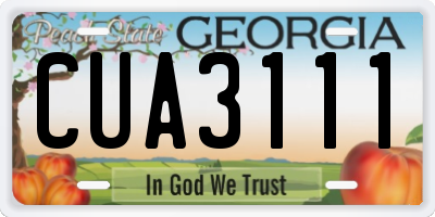 GA license plate CUA3111