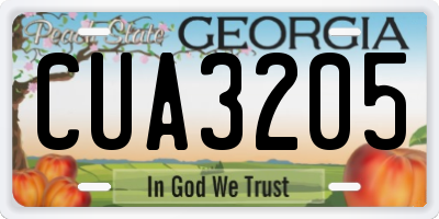 GA license plate CUA3205