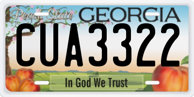 GA license plate CUA3322