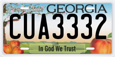 GA license plate CUA3332