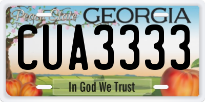GA license plate CUA3333