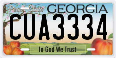 GA license plate CUA3334
