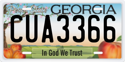 GA license plate CUA3366