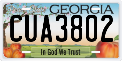GA license plate CUA3802